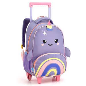 Mochila Rodinha Alça Menina Infantil Baleia Zoop Seanite