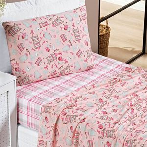 Jogo De Lençol Solteiro Joy Malha 100% Algodão Estampado 3 Peças Cor Fashion Rosa