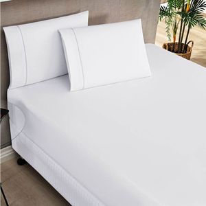 Jogo De Lençol King 180 Fios 3 Peças Elegance - Branco