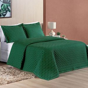 Cobre Leito Queen Amarilis Micropercal 200 Fios 3 Peças - Esmeralda