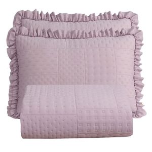 Cobre Leito King Percal 300 Fios Babado Malvinni 3 Peças Cor Rosee