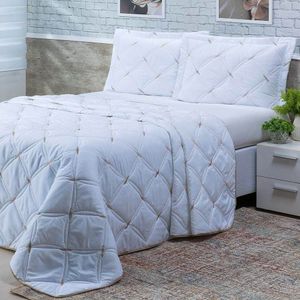 Cobre Leito 3 Peças King Bordado Percal 200 Fios Unique Cor Branco Unique