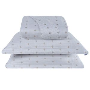 Cobre Leito Queen Decor Bordado 200 Fios 3 Peças - Branco