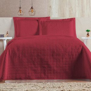 Cobre Leito Queen Plata Percal 200 Fios 3 Peças - Vermelho