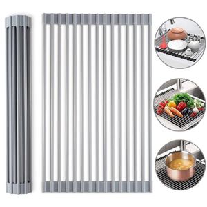 Escorredor De Pia Dobravel Portatil Aço Inox Tamanho:47x35