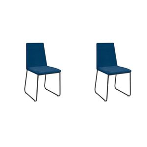 Kit 2 Cadeiras De Jantar Cozinha Industrial Lexa Veludo Élpis Móveis Azul Marinho Preta