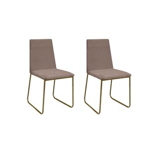 Kit 2 Cadeiras De Jantar Cozinha Industrial Lexa Veludo Élpis Móveis Dourada Capuccino