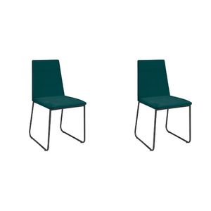 Kit 2 Cadeiras De Jantar Cozinha Industrial Lexa Veludo Élpis Móveis Verde Preta
