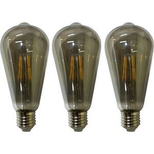 Lampada Led Multi Filamento Fume Retro 30w Kit 3 Uni Vintage Bivolt Iluminaçao Quarto Sala Varanda Casa Branco Quente