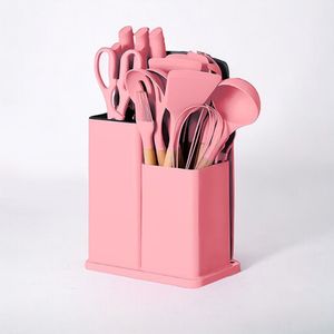 Kit De Utensílios 19 Peças Com Tábua De Corte - Rosa