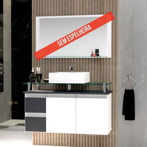 Gabinete Banheiro 2 Gavetas 2 Portas Diamante 80cm - Cinza Titanium - Cinza