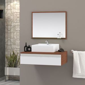 Gabinete Superior 60cm 1 Gaveta Safira Com Espelheira - Branco - Branco