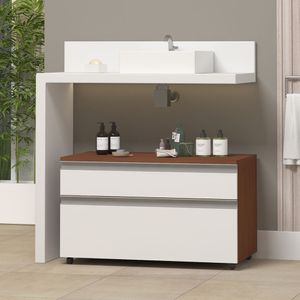 Gabinete Inferior 80cm 2 Gavetas Safira - Branco - Branco