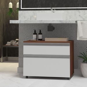Gabinete Inferior 60cm 2 Gavetas Safira - Branco - Branco