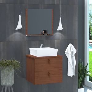 Gabinete De Banheiro Suspenso 2 Gavetas Berlim 45cm Natura - Marrom