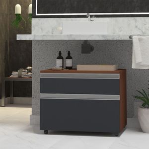 Gabinete Inferior 60cm 2 Gavetas Safira - Cinza Titanium - Cinza