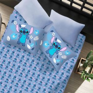 Jogo De Cama Portallar Casal Joy Malha Mista Estampado Disney Stitch 3 Pçs Azul