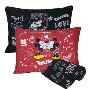 Jogo De Cama Portallar Casal Joy Malha Mista Estampado Disney 3 Peças Jadore Black Red Preto