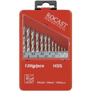 Jogo De Brocas Helicoidais Haste Paralela - 1,5 Mm A 6,5 Mm - Din 338 N - 13 Peças - 5,0159 - Rocast