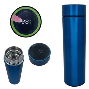 Garrafa Térmica Azul Inox Com Visor Led E Filtro 500ml