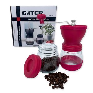 Moedor De Café Manual Vidro Plástico Inox Cerâmica - Rosa