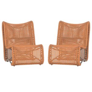 2 Poltronas Texas Em Alumínio Fendi Corda Náutica Trama Terra Cota