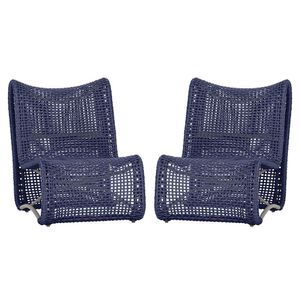 2 Poltronas Texas Em Alumínio Fendi Corda Náutica Trama Azul