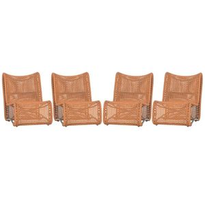 4 Poltronas Texas Em Alumínio Fendi Corda Náutica Trama Terra Cota