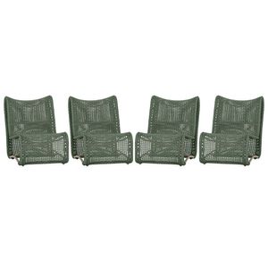 4 Poltronas Texas Em Alumínio Fendi Corda Náutica Trama Verde
