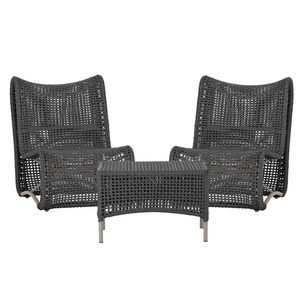 2 Poltronas E Mesa Texas Alumínio Fendi Corda Náutica Trama Preto