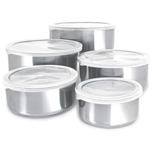 Conjunto De Tigelas Aço Inox 5 Peças Com Tampa Resistente