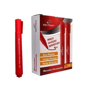 Caneta Marcador Permanente Retroprojetor Com 12 Unidades - Vermelho