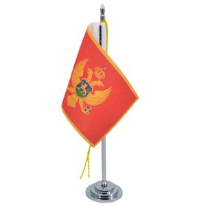 Mini Bandeira De Mesa De Montenegro Poliéster 15 Cm Mastro