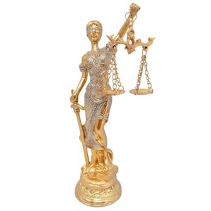 Estátua Dama Justiça 19 Cm Altura Dourado Direito Tres-j02a