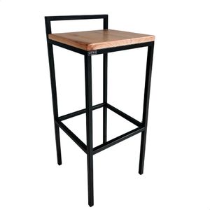 Banqueta Preta Estilo Industrial Com Encosto