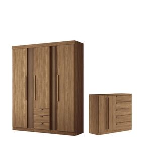 Conjunto Roupeiro E Cômoda Joey Jatoba