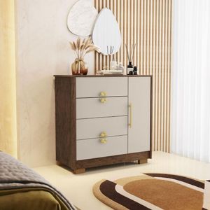Saparteira Cômoda 4 Gavetas Filipinas Imbuia Fendi