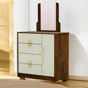 Saparteira Cômoda 4 Gavetas Espelho Filipinas Imbuia Fendi