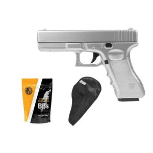 Pistola Airsoft Vg Gk-v20 Silver Metal Mola 6mm + Coldre Bb