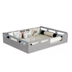 Cama Casal Montessori Cor Cinza Sem Colchão