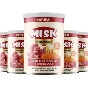 Kit 5 Ração úmida Natural Misk Carne Com Cenoura Batata Doce
