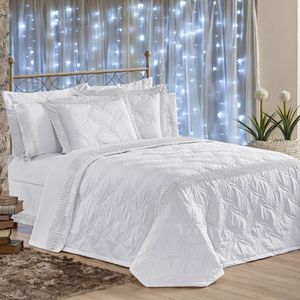 Cobre Leito King Royalle Matelado Com Guipir 7 Peças - Branco