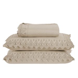 Colcha Queen Home Madrid Com Bordado Inglês 300 Fios 3 Peças - Avela