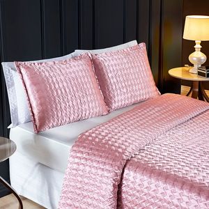Cobre Leito King Shine Cetim Charmousse 3 Peças - Rose