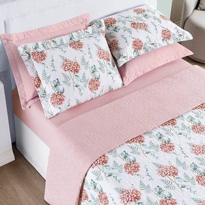 Cobre Leito King Cotton Select Dupla Face 200 Fios 3 Peças - Hortência