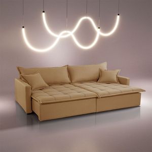 Sofá Cama Flora 02 Módulos De 90cm Br 15cm Meu Sofá Online P321 Linho Dourado