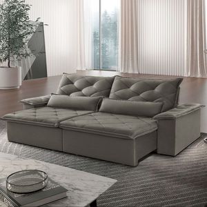 Sofá Melt 02 Módulos 80cm Br 25cm Meu Sofá Online A231 Linho Cinza Escuro
