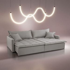Sofá Cama Flora 02 Módulos De 90cm Br 15cm Meu Sofá Online A230 Linho Cinza