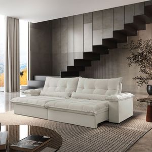 Sofá Vega 02 Módulos De 80cm Br 25cm Meu Sofá Online A302 Linho Branco