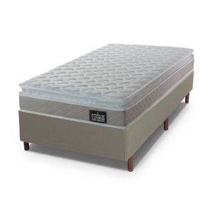 Cama Box Baú Solteiro Hellen Espuma Premium D33 Pillow Top Bege